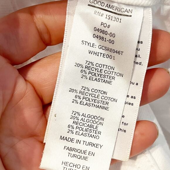 Good American Good Icon High Rise Frayed Hem Straight Jeans Cloud White 2 / 26 - Picture 4 of 10